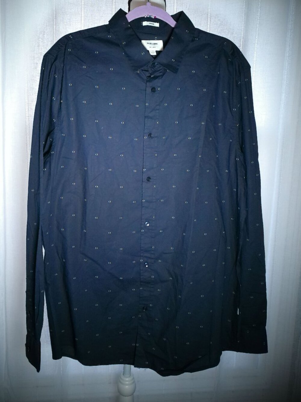 JULIAN & MARK NWOT Men's Long Slve Collared Button-Up Navy w/Sm. Dots Shirt XLT